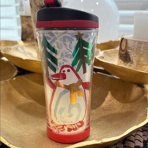 Starbucks Penguin Snowman Skiing Winter Holiday 8 oz Travel Tumbler 2007